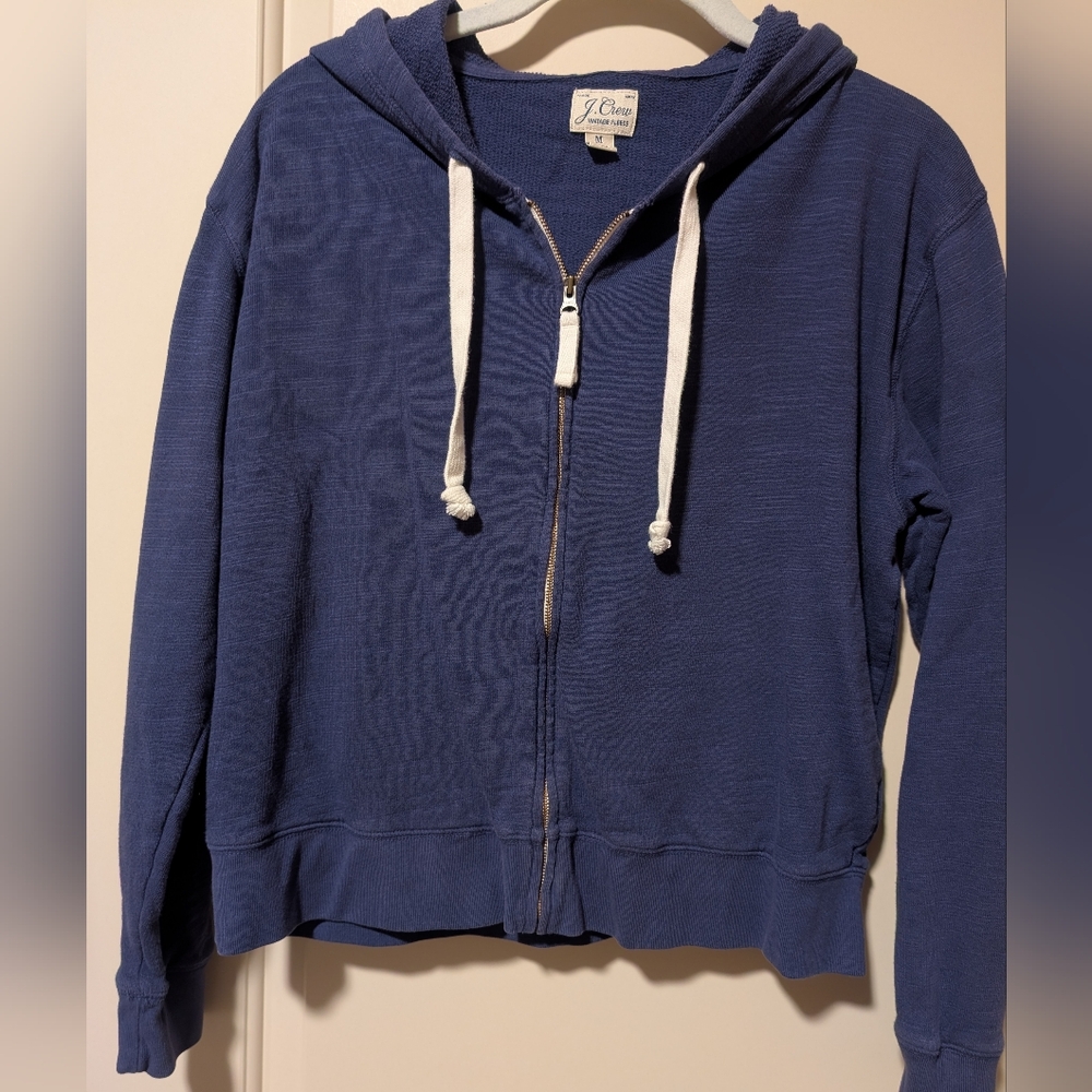 J. Crew Vintage Fleece Cropped Sweatshirt Hoodie, Blue, EUC, Size M